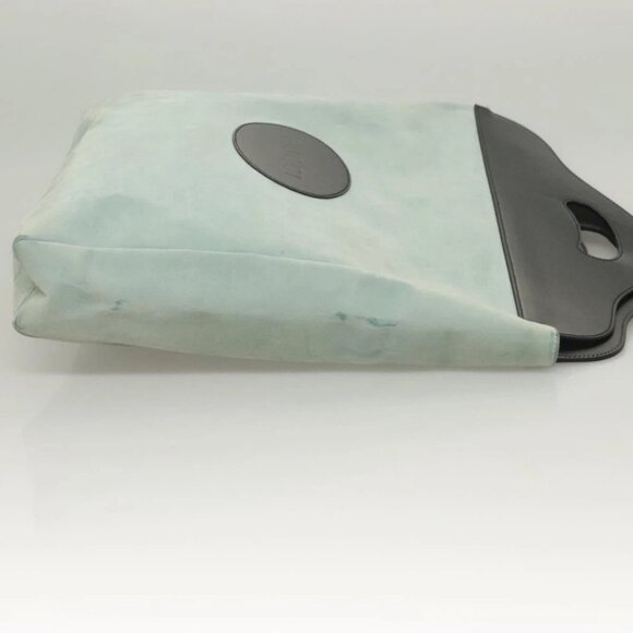 GUCCI Hand Bag Suede Light Blue Black 002 8000 Auth - Picture 3 of 15